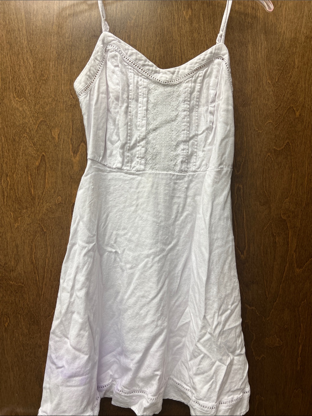 White Spaghetti Strap Sundress With Eyelet Detail